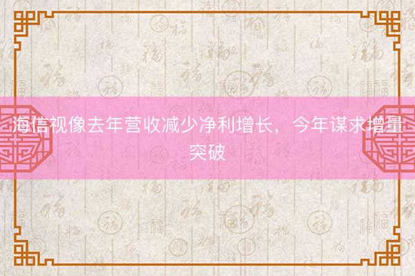海信视像去年营收减少净利增长，今年谋求增量突破