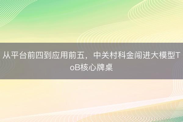 从平台前四到应用前五，中关村科金闯进大模型ToB核心牌桌