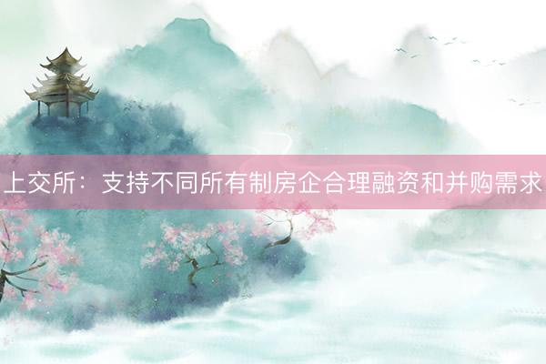 上交所：支持不同所有制房企合理融资和并购需求
