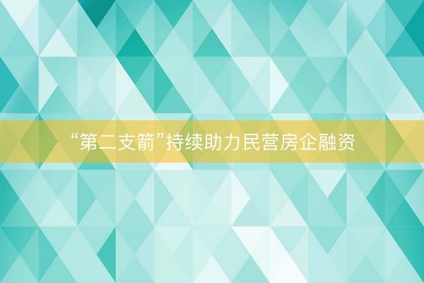 “第二支箭”持续助力民营房企融资