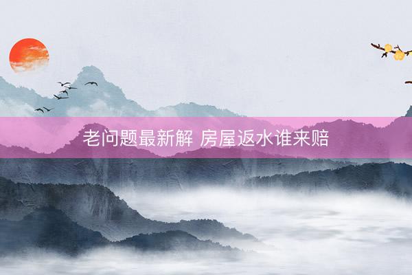 老问题最新解 房屋返水谁来赔