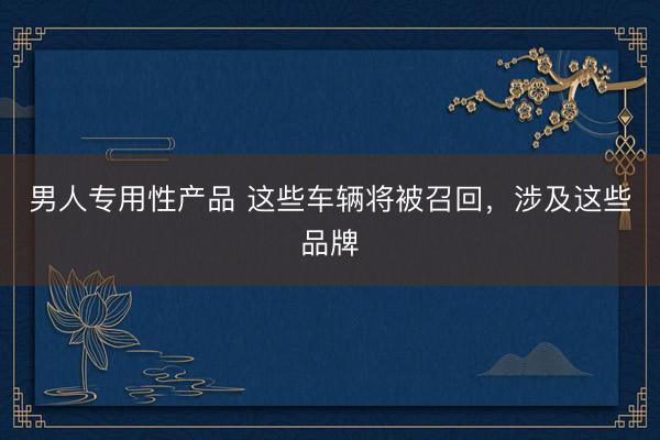 男人专用性产品 这些车辆将被召回,涉及这些品牌