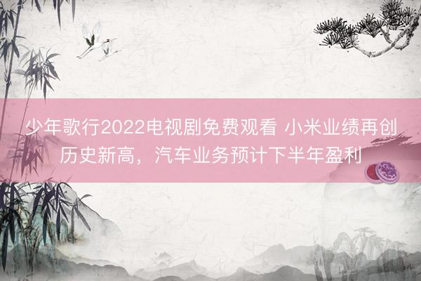 少年歌行2022电视剧免费观看 小米业绩再创历史新高，汽车业务预计下半年盈利