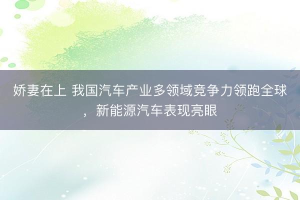 娇妻在上 我国汽车产业多领域竞争力领跑全球，新能源汽车表现亮眼