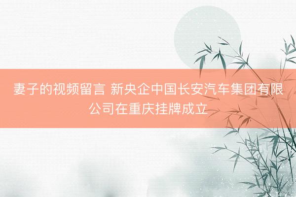 妻子的视频留言 新央企中国长安汽车集团有限公司在重庆挂牌成立