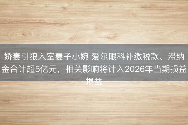 娇妻引狼入室妻子小婉 爱尔眼科补缴税款、滞纳金合计超5亿元，相关影响将计入2026年当期损益