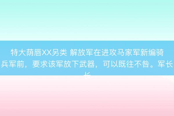 特大荫唇XX另类 解放军在进攻马家军新编骑兵军前，要求该军放下武器，可以既往不咎。军长