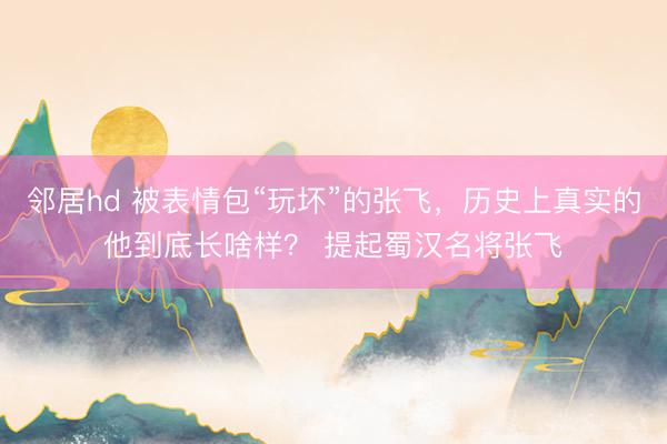 邻居hd 被表情包“玩坏”的张飞，历史上真实的他到底长啥样？ 提起蜀汉名将张飞