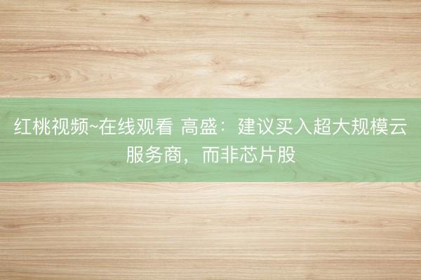 红桃视频~在线观看 高盛：建议买入超大规模云服务商，而非芯片股