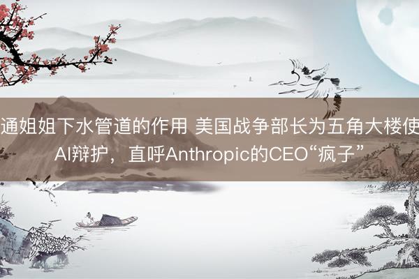 疏通姐姐下水管道的作用 美国战争部长为五角大楼使用AI辩护，直呼Anthropic的CEO“疯子”