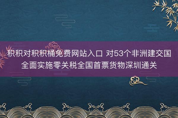 积积对积积桶免费网站入口 对53个非洲建交国全面实施零关税全国首票货物深圳通关