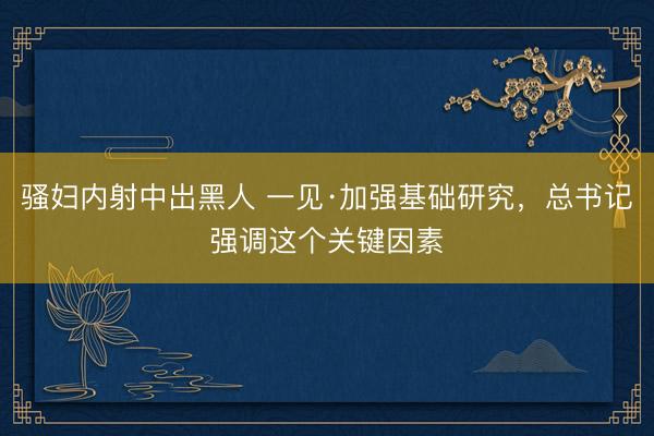 骚妇内射中岀黑人 一见·加强基础研究，总书记强调这个关键因素