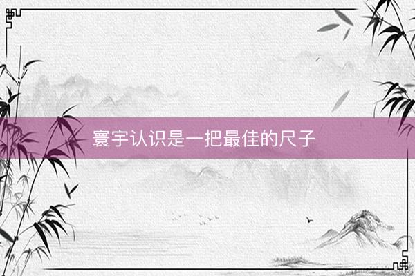 寰宇认识是一把最佳的尺子 