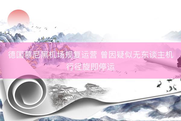 德国慕尼黑机场规复运营 曾因疑似无东谈主机行径旋即停运