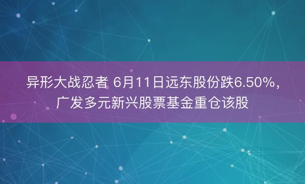异形大战忍者 6月11日远东股份跌6.50%，广发多元新兴股票基金重仓该股