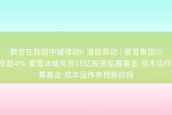 教官在我腿中键律动h 港股异动 | 蜜雪集团(02097)午后涨超4% 蜜雪冰城斥资15亿投资私募基金 成本运作参预新阶段