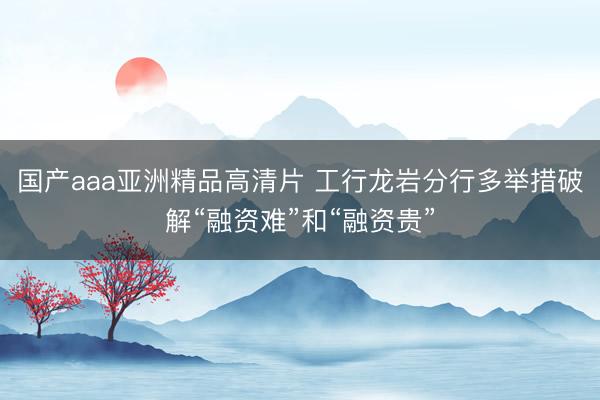 国产aaa亚洲精品高清片 工行龙岩分行多举措破解“融资难”和“融资贵”