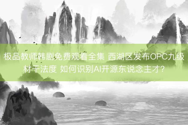 极品教师韩剧免费观看全集 西湖区发布OPC九级材干法度 如何识别AI开源东说念主才？