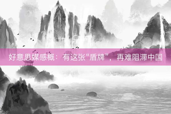 好意思媒感概:有这张“盾牌”,再难阻滞中国